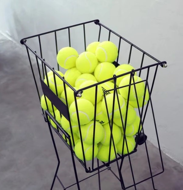 Tolva plegable para pelotas de tenis con ruedas, cesta de recogida de pelotas de tenis de pie